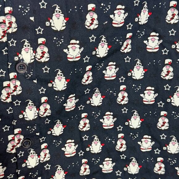 NWT MENS RUGBY UNIVERSITY CHRISTMAS NOVELTY BUTTON UP SHIRT GNOMES SNOWMEN SZ S - Picture 3 of 6